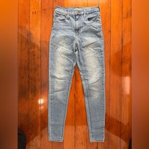 Levi's Super Skinny High Rise Blue Jeans with Distressed knee